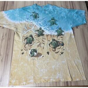 Vintage Liquid Blue Shirt Adult 2XL Blue Short Sleeve Sea Turtle, Inc Mens 90s